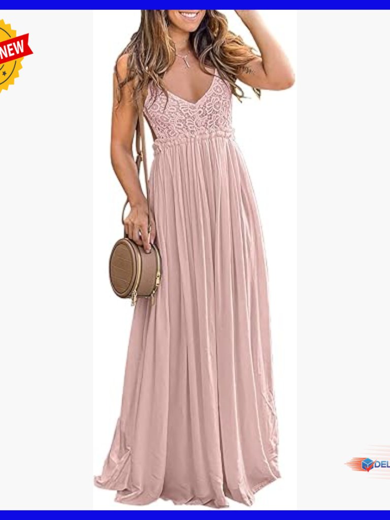 Floral Lace Maxi Dress V Neck Sleeveless Formal Evening Party Wear